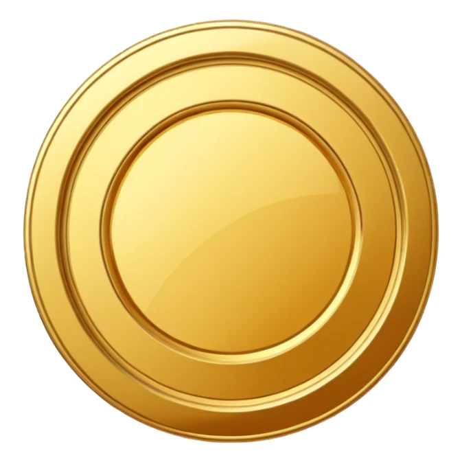 JUST THE CIRCLE  golden medal with a glossy finish, central empty space, details in border, golden  sticker