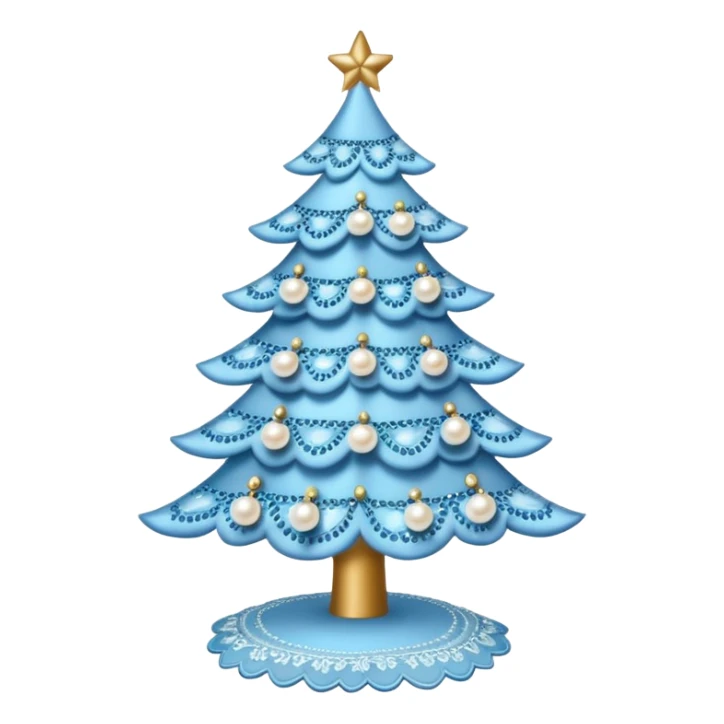 baby blue lace and pearls christmas tree sticker