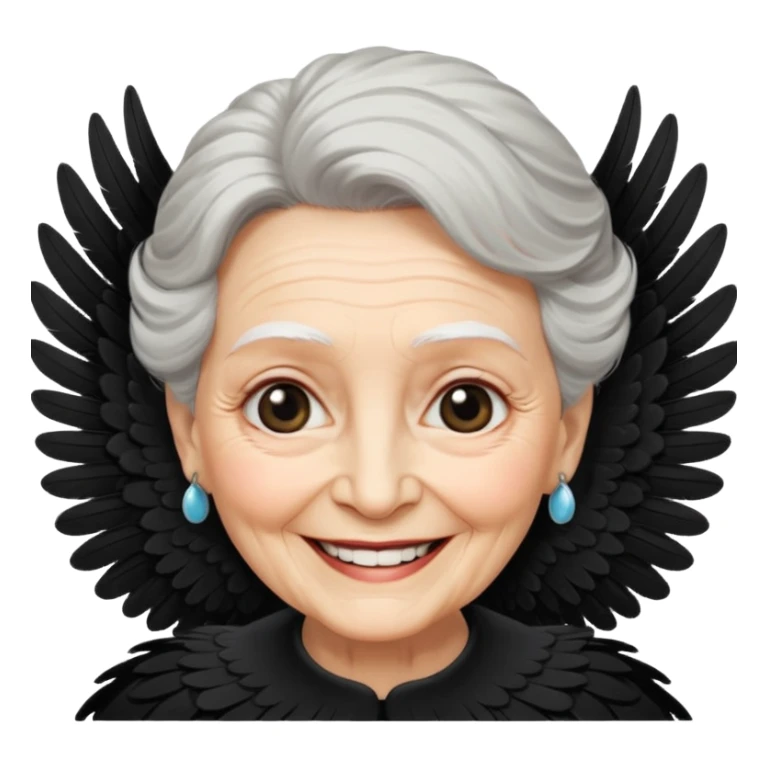 Angel Old Lady with wings black happy sticker