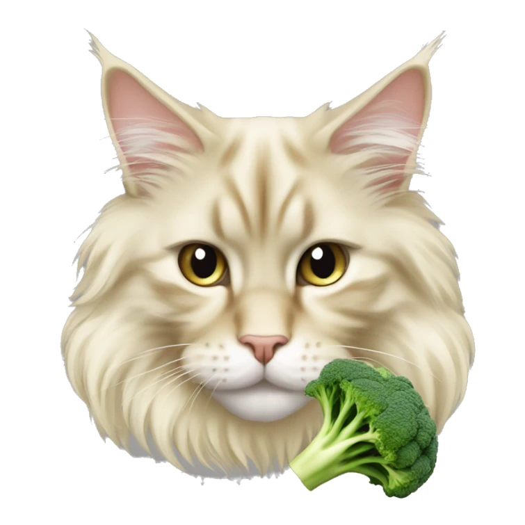 cream coloured maine coon eating broccoli sticker
