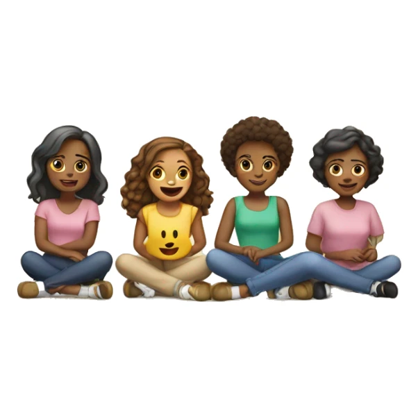 Five girls sitting on word “ semi senior” sticker