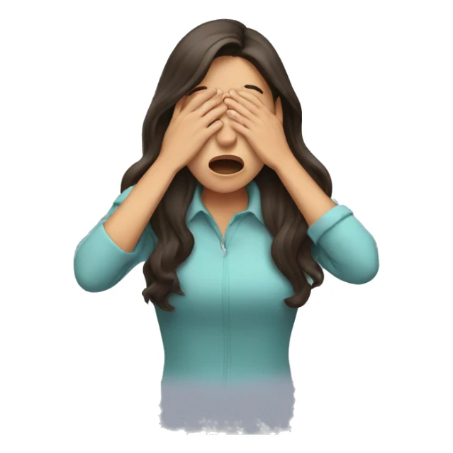 Brunette girl sneezing into her hands sticker