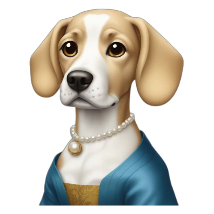 dog a girl with a pearl earring sticker