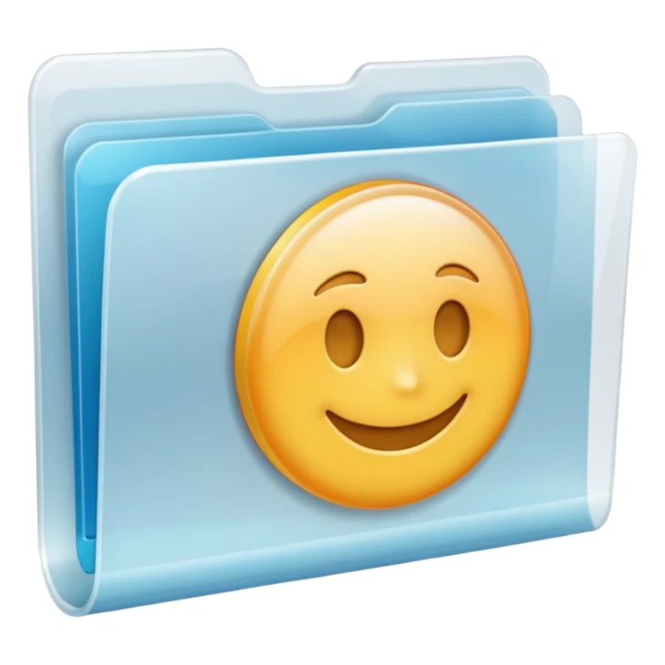 A **simple emoji-style icon** of a **transparent white plastic folder**, minimal and clean, with **rounded corners**, subtle translucency, soft shading, and a **small Concert arena symbol** on the front.
 sticker