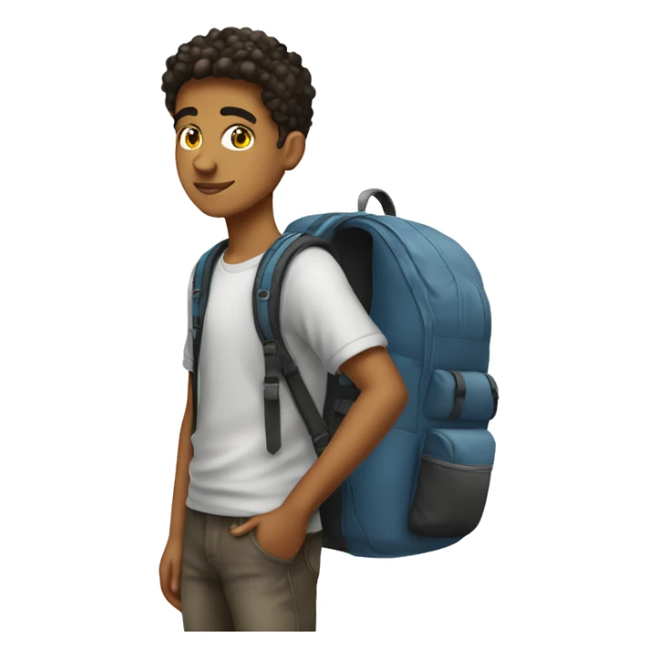 Full length latin teenage boy with backpack sticker