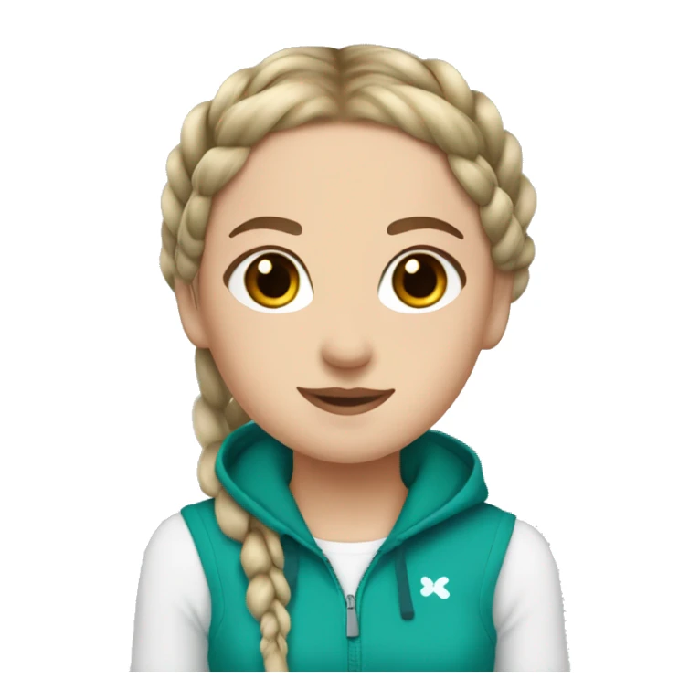 White girl with teal double Dutch braids and brown eyes  sticker