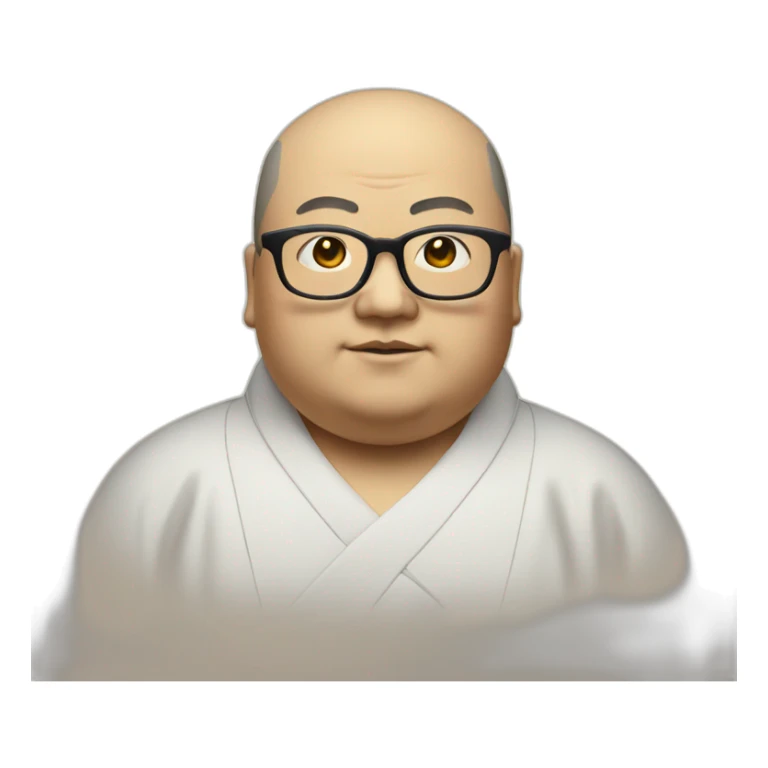 japanese fat priest with glasses no eyebrows sticker