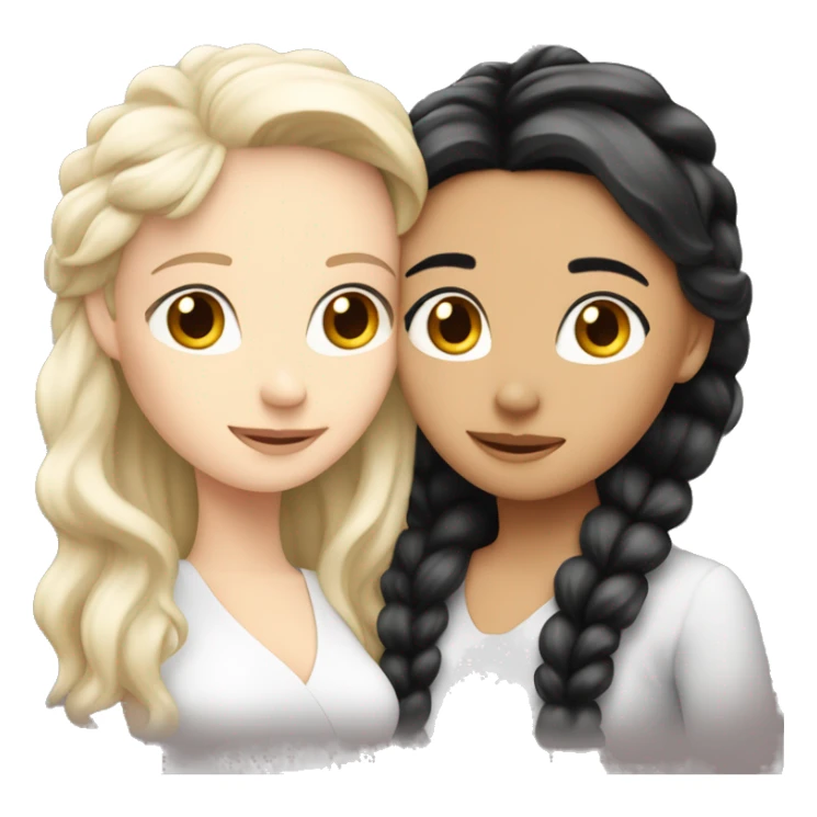 Two white girls with black ￼hair hugging  sticker