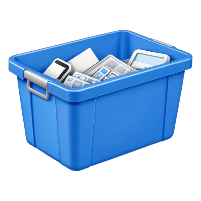 plastic parts bin tote blue sticker