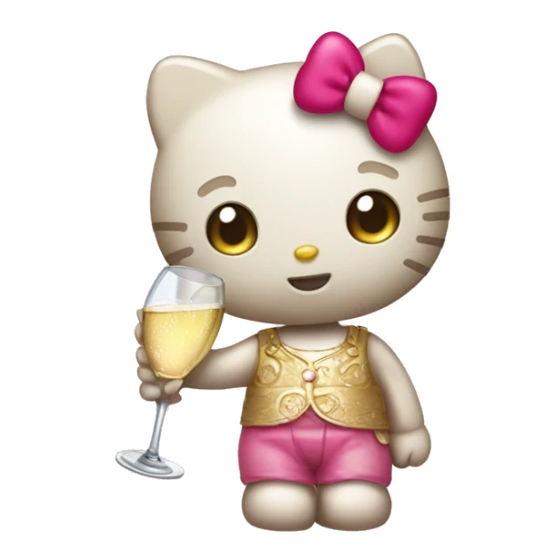 Hello kitty holding a glass of champagne  sticker