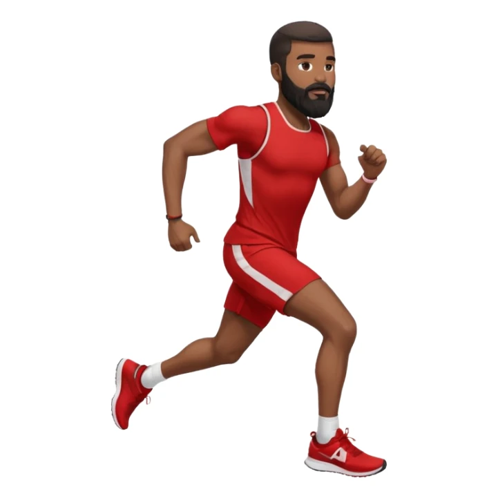 blackman with full beard running exercise sport red clothes sticker