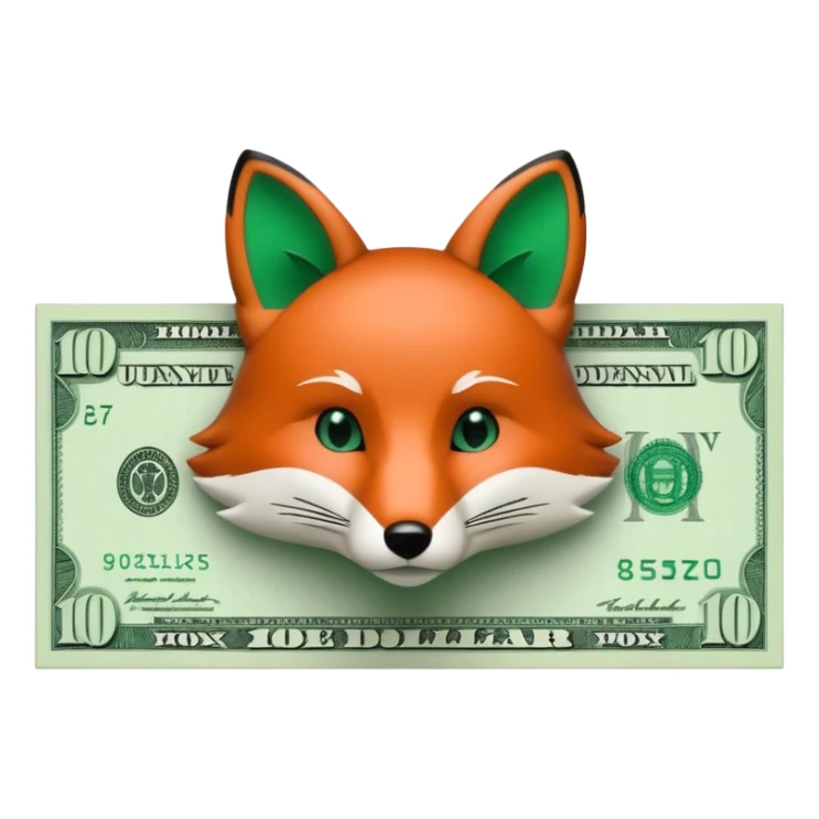 make 100 dollar bill with a small fox head outline in the middle sticker