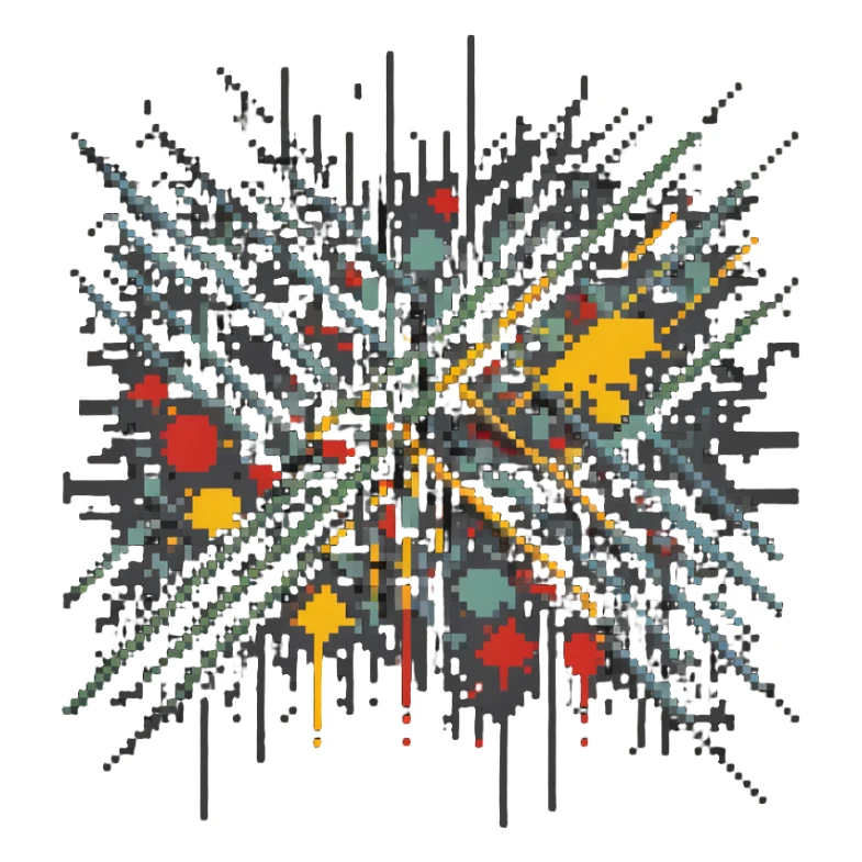Pollock abstract splatter art in pixel art style sticker