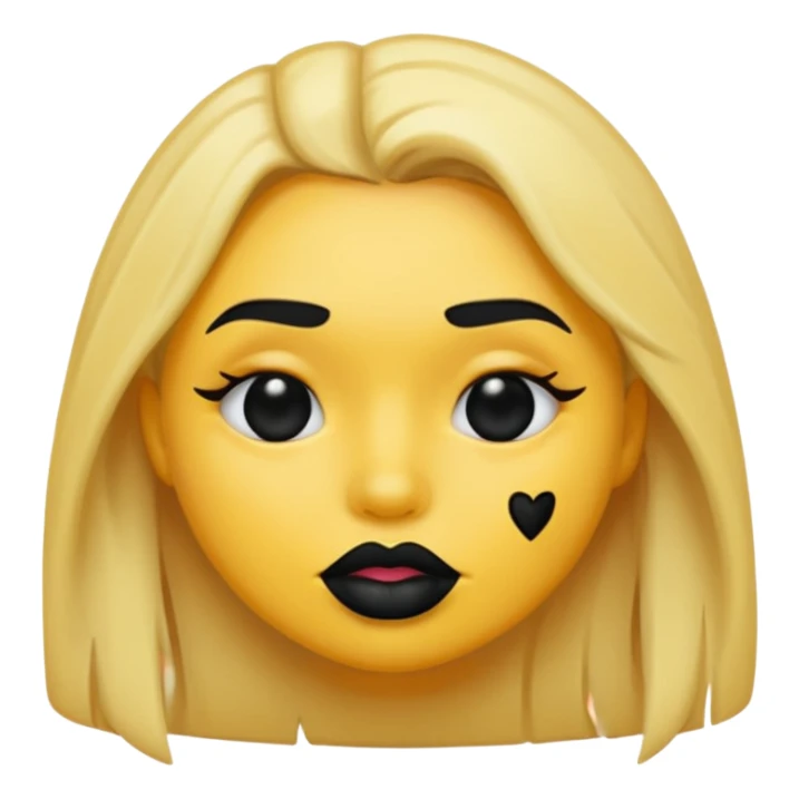 an emoji with black lipstick kiss marks on face sticker