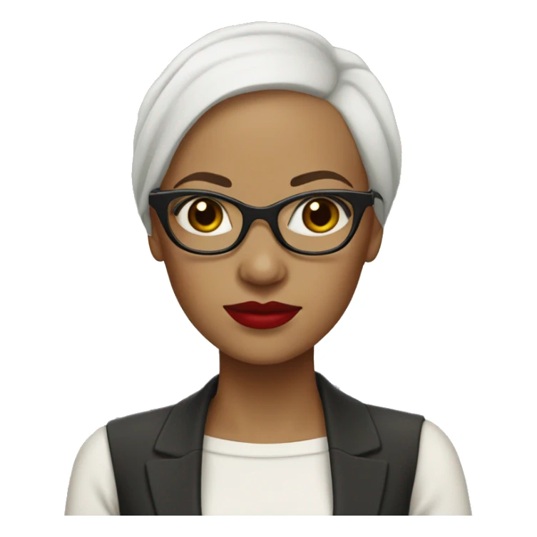 Bald, biracial, woman with glasses and red lipstick  sticker