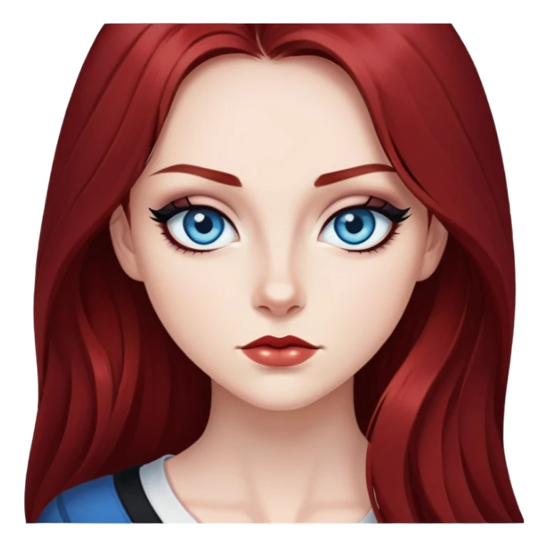 Long dark res hair, blue eyes, sharp black eyeliner Baddie sticker