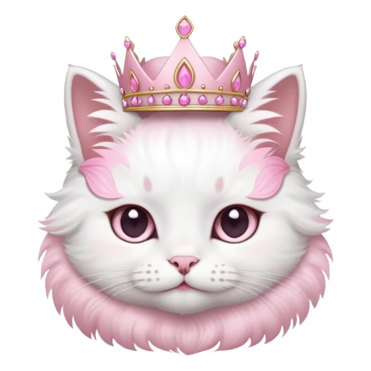White cat with pink tiara on head sticker