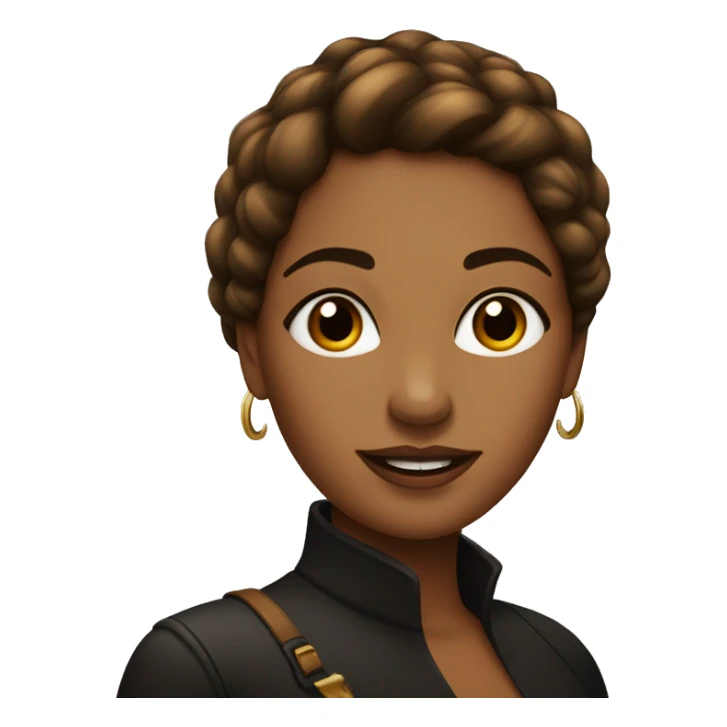 mujer con chasquilla pelo liso y café oscuro de ojos negros y delineado  sticker