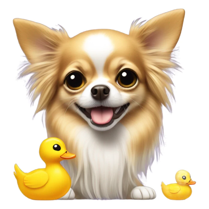 Cute long hair chihuahua with duck toy sticker