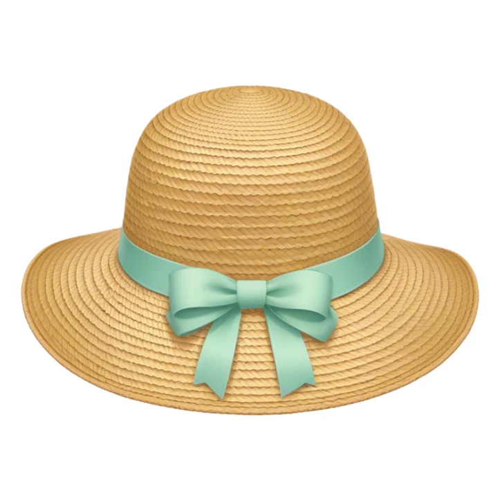 A woven sun hat with a pastel ribbon sticker