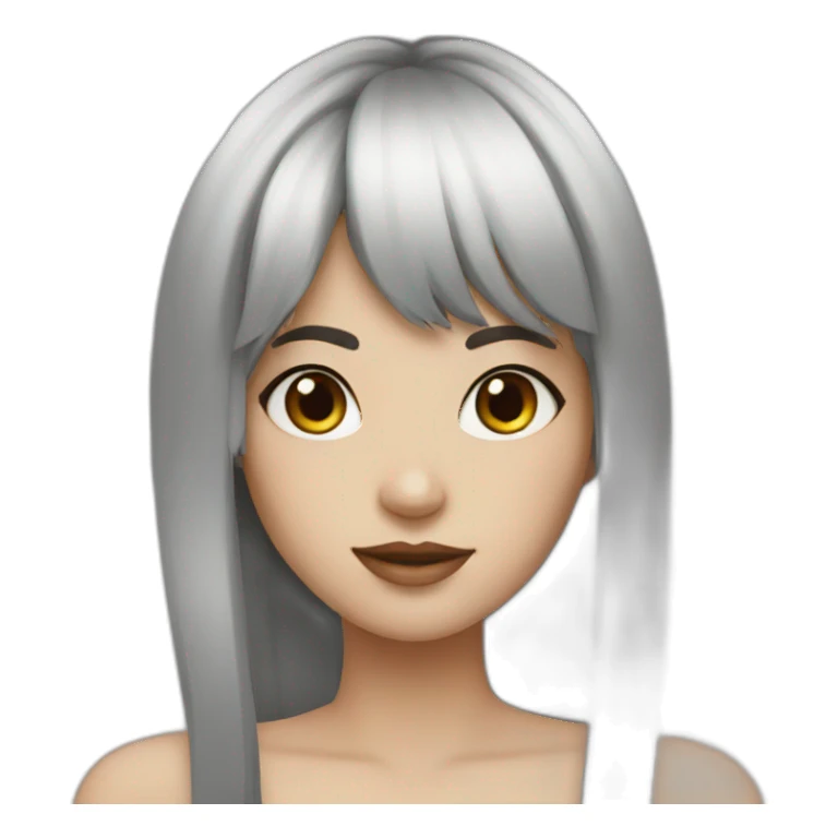 girl dark hair with white bangs love sticker