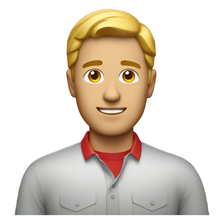 Man in red shirt indoors sticker