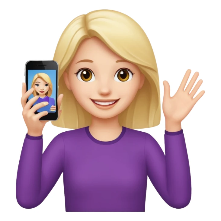 Girls saying bye with a phone on her hand  sticker