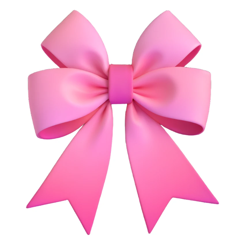 emoji style pink bow with gothic effect, pastel pink to black gradient,, remove background sticker