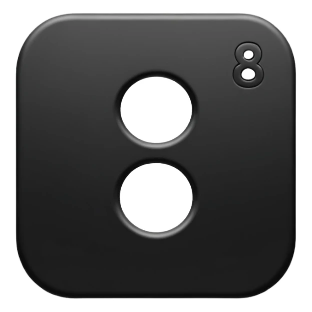 Minimal emoji, number 8 made of solid matte black metal, thick symmetrical form, subtle metal texture, deep shadows, no glow, no neon, flat emoji design, centered, transparent background sticker