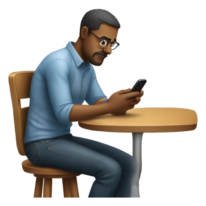 A guy sitting on a barstool looking at his phone  sticker