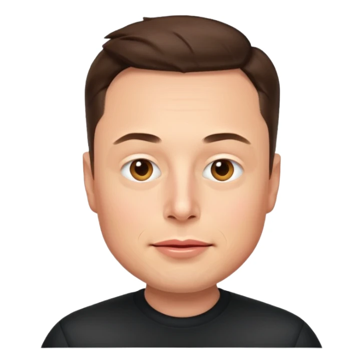 Elon Musk as an emoji, simplified facial features, expressive, no text sticker
