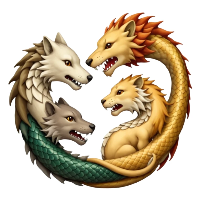 A wolf, a lion, a dragon (all eating each other's tail) ouroboro sticker