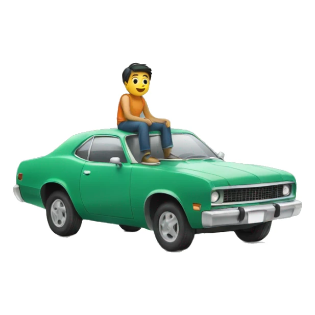 man sitting on top of car sticker
