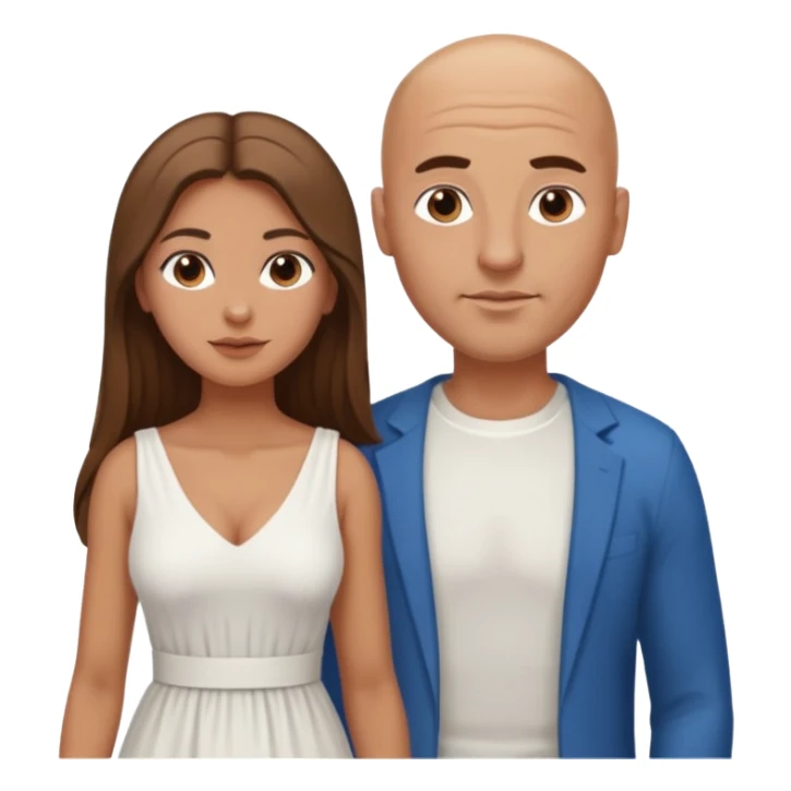 Bald man with Greek girl  sticker