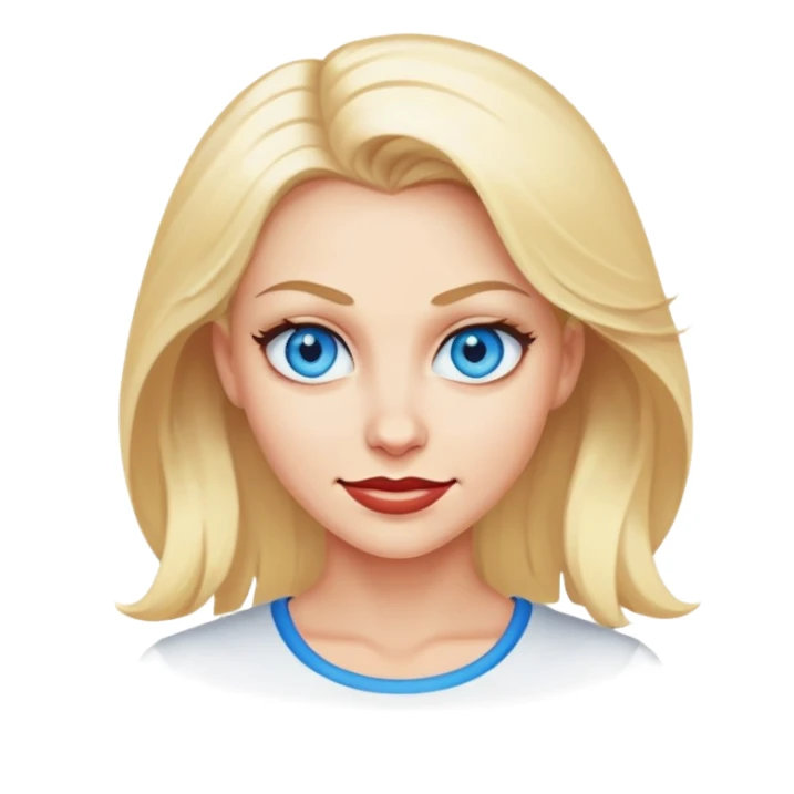 blonde hair blue eyes woman smirking with evil expression sticker