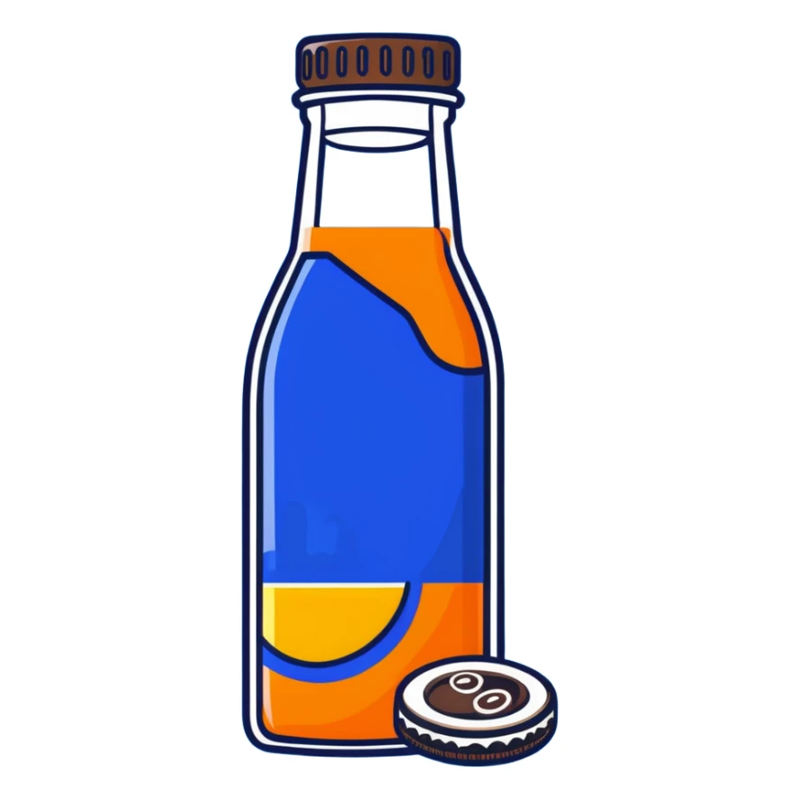 orange juice bottle with Oreo cookies sticker