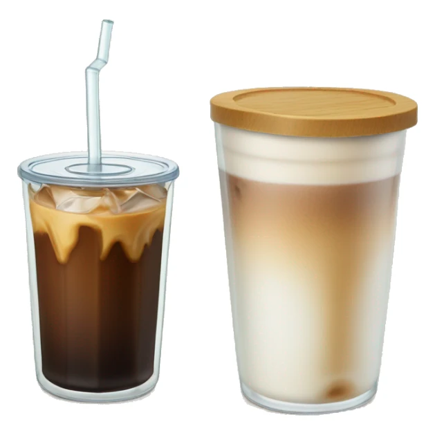 Iced coffee in a libbey cup (beer glass can) with bamboo lids and straw. sticker