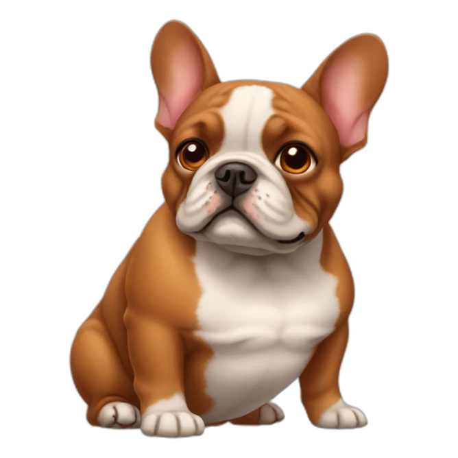 Red fat french bulldog old sticker