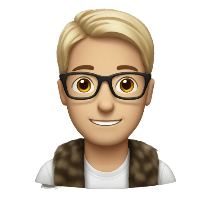 White Man with glasses with raccoon sticker