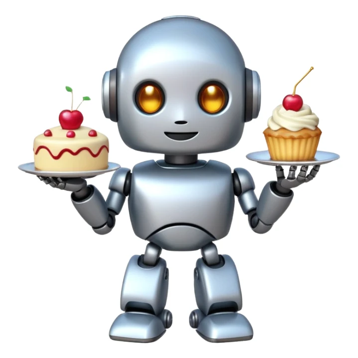 The cute robot and dessert, 3d emoji sticker