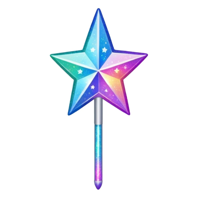 shiny and sparkly glitter magic wand with a star tip sticker