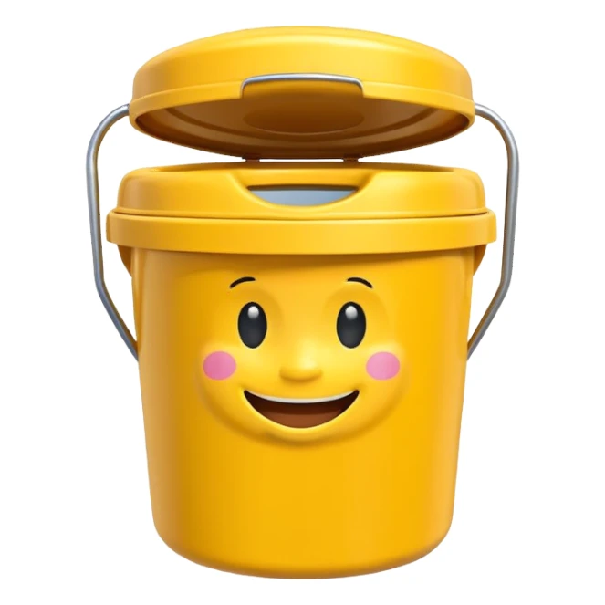 honey bucket portable toilet with a cheerful face sticker