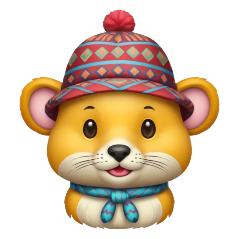animal wearing patterned hat  sticker
