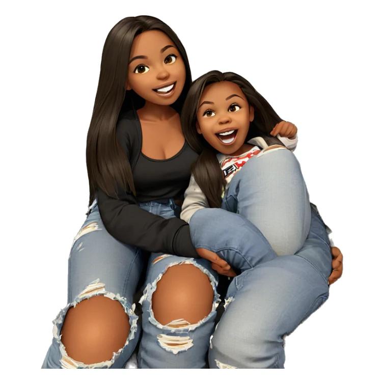 girls in torn jeans smiles sticker