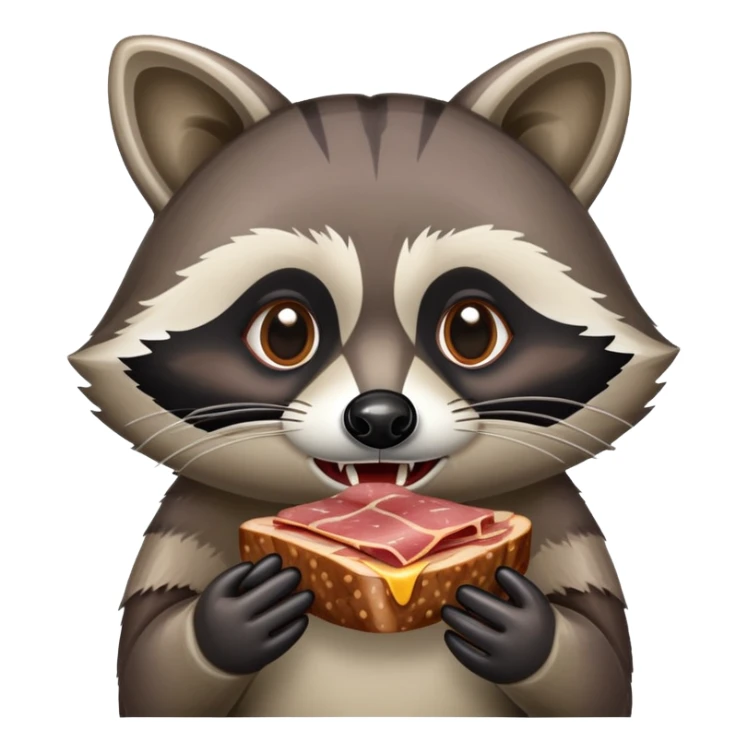 raccoon eating SPAM meat EMOJI  sticker