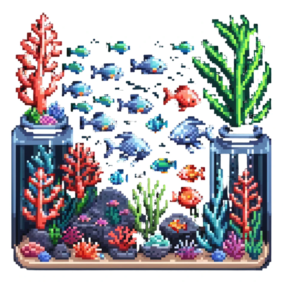 aquarium with coral and sea creatures sticker