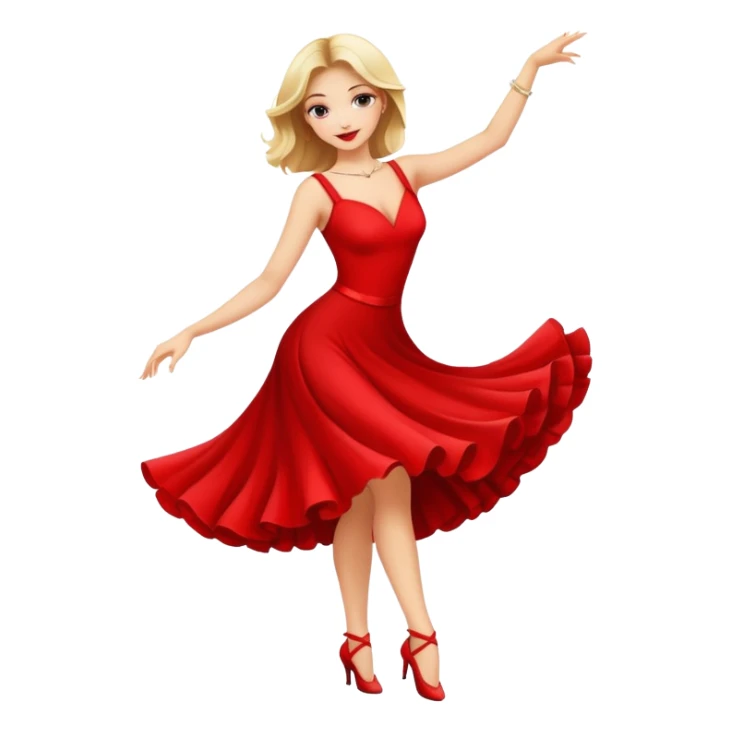 beautiful girl in red dress dancing salsa sticker
