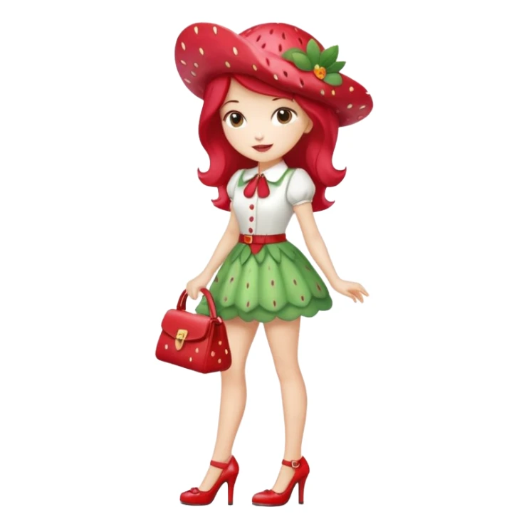 pretty and cute realistic modern day strawberry shortcake full body with high heels sticker