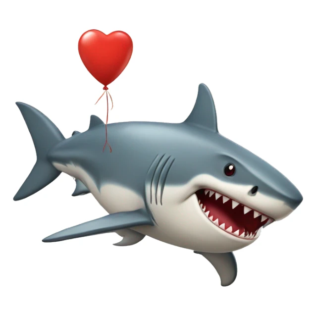Shark with red balloon that says I love sea sticker
