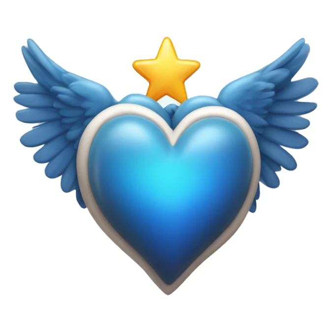 corazón azul con alas y una estrella fugaz sticker
